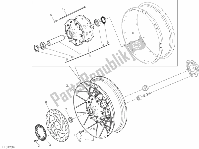 Tutte le parti per il Ruota Posteriore del Ducati Multistrada 1260 Enduro Thailand 2019
